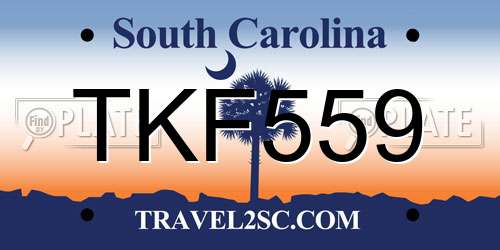 TKF559 South Carolina License Plate