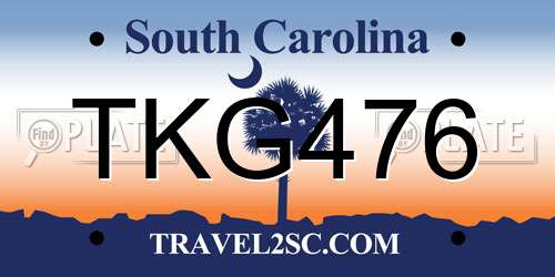 TKG476 South Carolina License Plate
