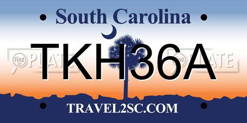 TKH36A South Carolina License Plate