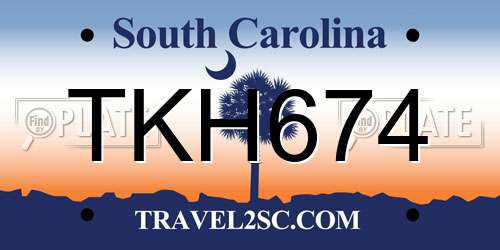 TKH674 South Carolina License Plate