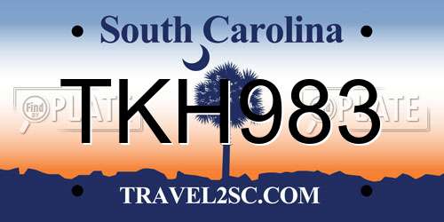TKH983 South Carolina License Plate