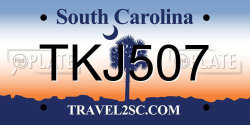 TKJ507 South Carolina License Plate