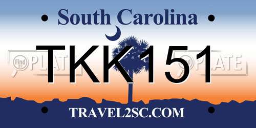 TKK151 South Carolina License Plate