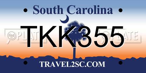 TKK355 South Carolina License Plate