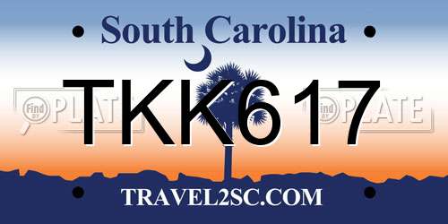 TKK617 South Carolina License Plate