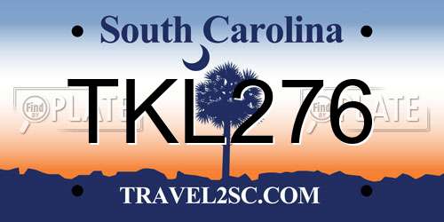 TKL276 South Carolina License Plate