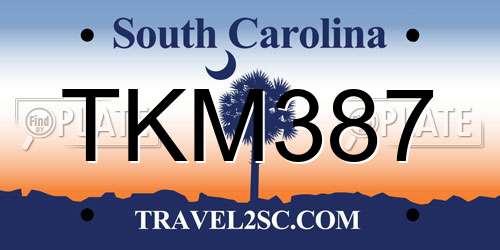 TKM387 South Carolina License Plate