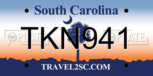 TKN941 South Carolina License Plate