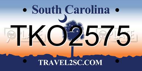 TKO2575 South Carolina License Plate