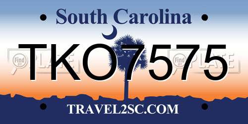 TKO7575 South Carolina License Plate