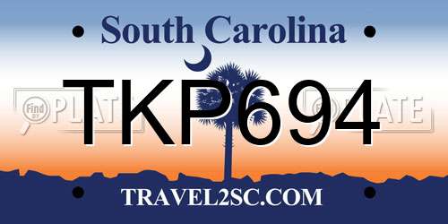 TKP694 South Carolina License Plate