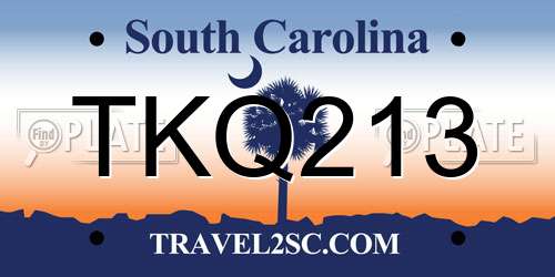 TKQ213 South Carolina License Plate