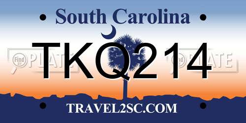 TKQ214 South Carolina License Plate