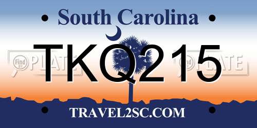 TKQ215 South Carolina License Plate