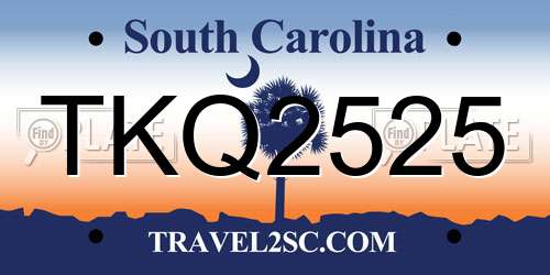 TKQ2525 South Carolina License Plate