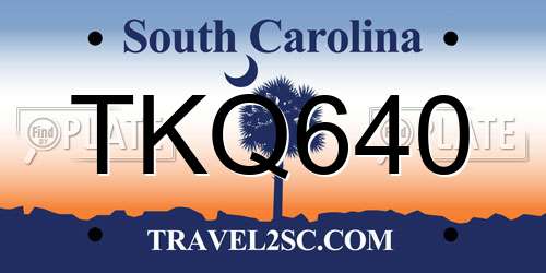 TKQ640 South Carolina License Plate