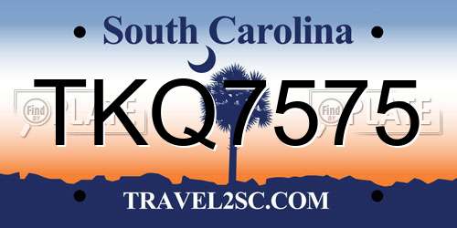 TKQ7575 South Carolina License Plate