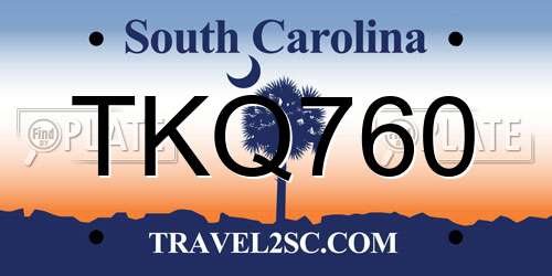 TKQ760 South Carolina License Plate