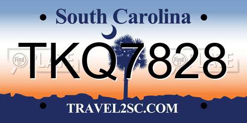 TKQ7828 South Carolina License Plate