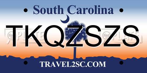 TKQZSZS South Carolina License Plate