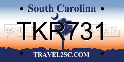 TKR731 South Carolina License Plate