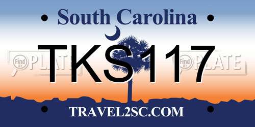 TKS117 South Carolina License Plate