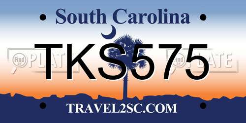 TKS575 South Carolina License Plate