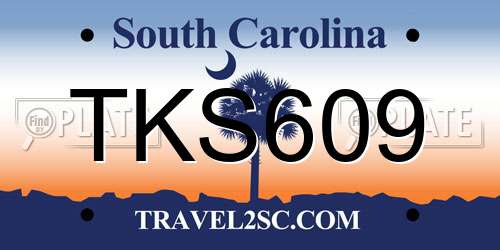 TKS609 South Carolina License Plate