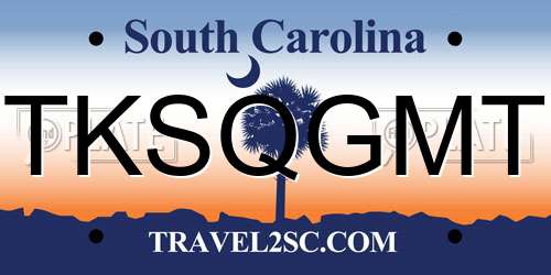 TKSQGMT South Carolina License Plate