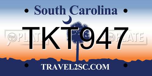 TKT947 South Carolina License Plate