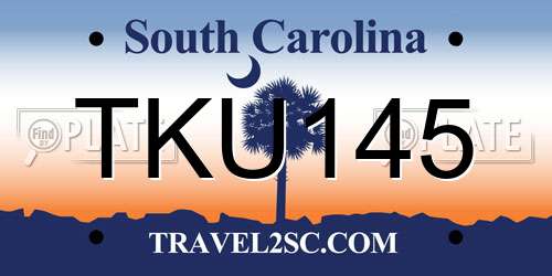 TKU145 South Carolina License Plate