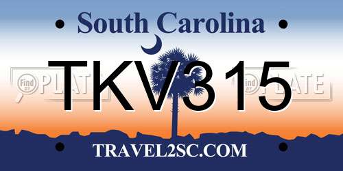TKV315 South Carolina License Plate