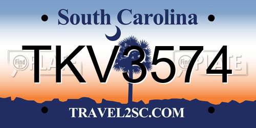 TKV3574 South Carolina License Plate