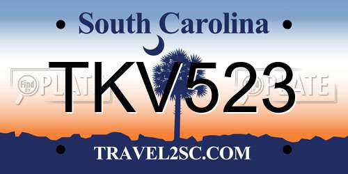 TKV523 South Carolina License Plate