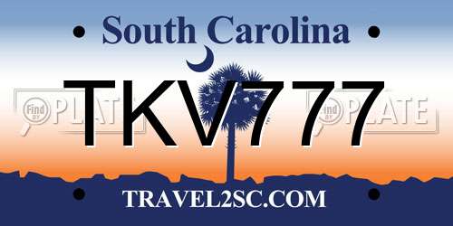 TKV777 South Carolina License Plate