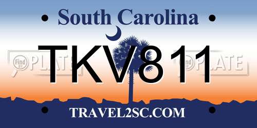 TKV811 South Carolina License Plate