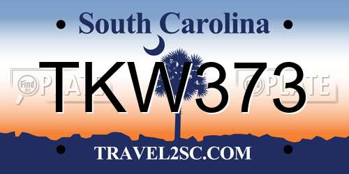 TKW373 South Carolina License Plate