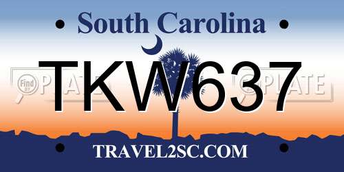 TKW637 South Carolina License Plate