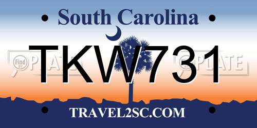 TKW731 South Carolina License Plate