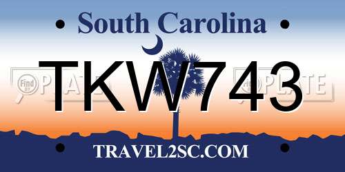 TKW743 South Carolina License Plate