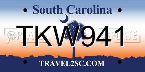 TKW941 South Carolina License Plate