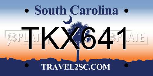 TKX641 South Carolina License Plate