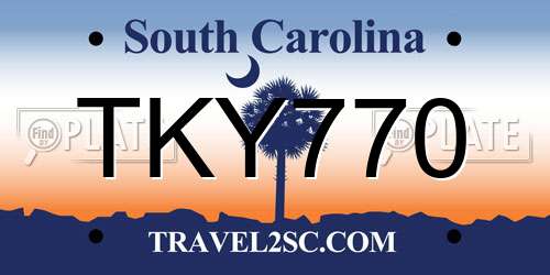 TKY770 South Carolina License Plate