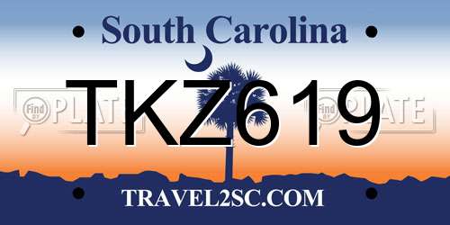 TKZ619 South Carolina License Plate
