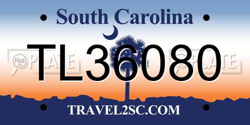 TL36080 South Carolina License Plate