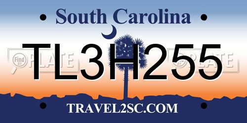 TL3H255 South Carolina License Plate