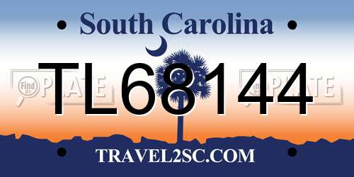 TL68144 South Carolina License Plate