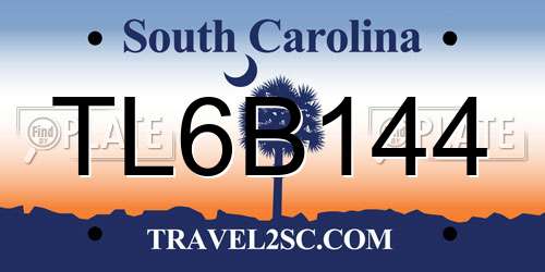 TL6B144 South Carolina License Plate