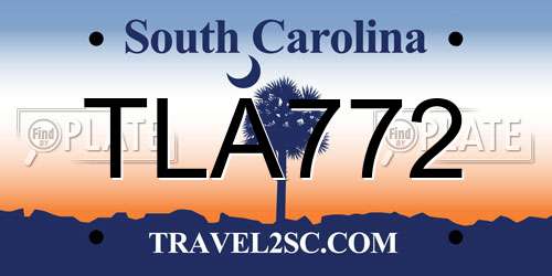 TLA772 South Carolina License Plate