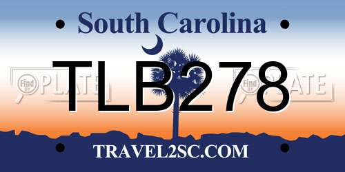 TLB278 South Carolina License Plate